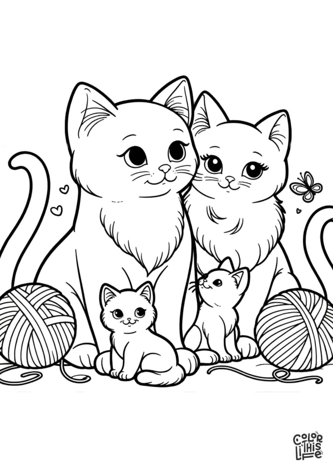 Happy rainbow cat coloring page for kids - Color This Life