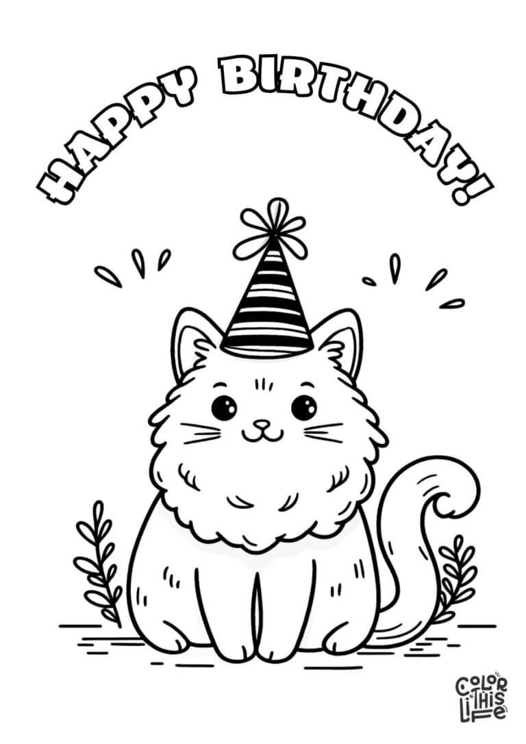 Christmas Cat Coloring Pages (Free Printable)