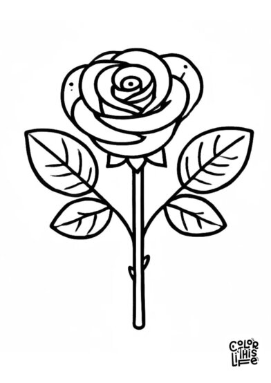 Easy rose coloring page