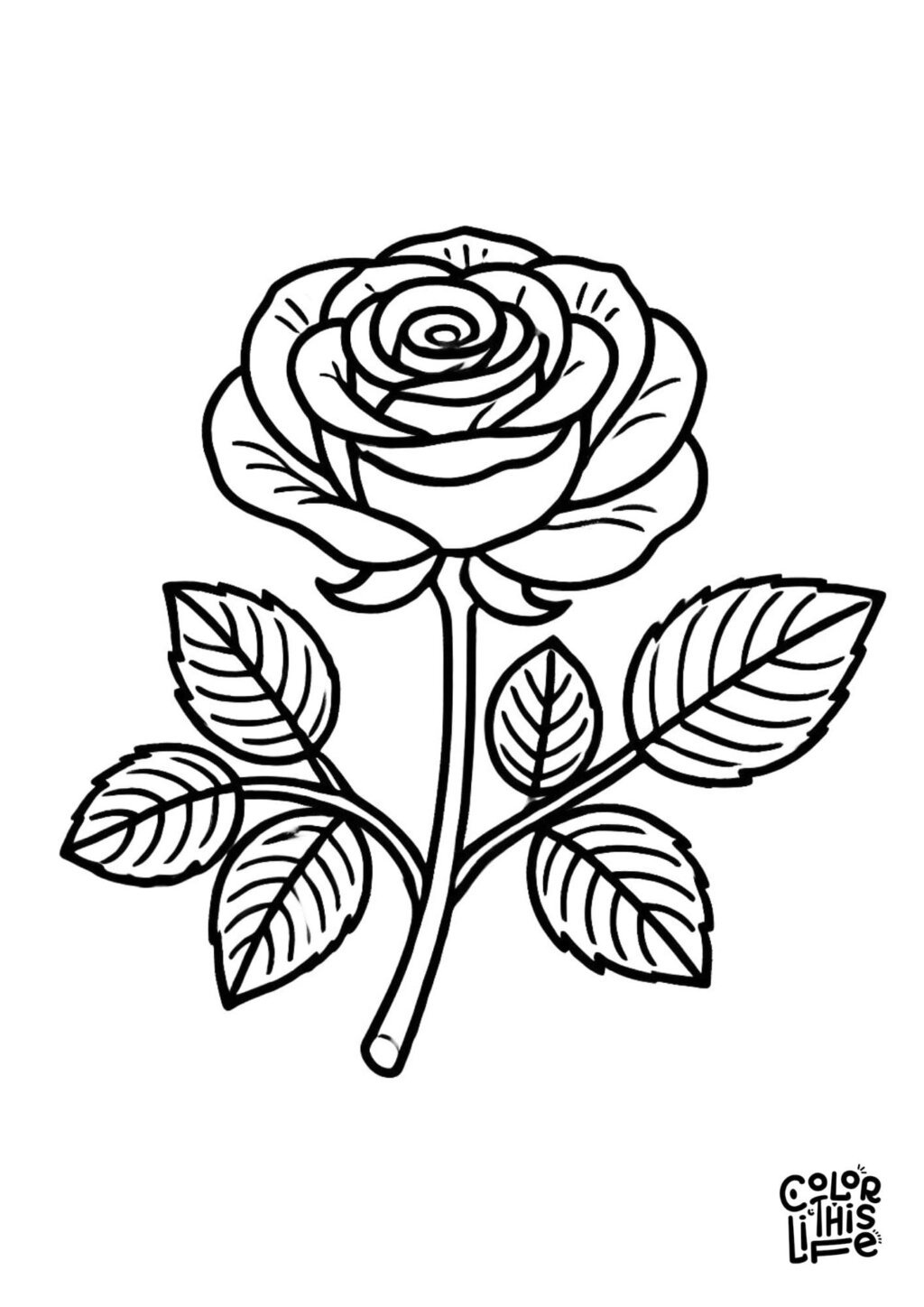 Uncolored Roses Simple Simple Flower Coloring Pages (Free Printable)