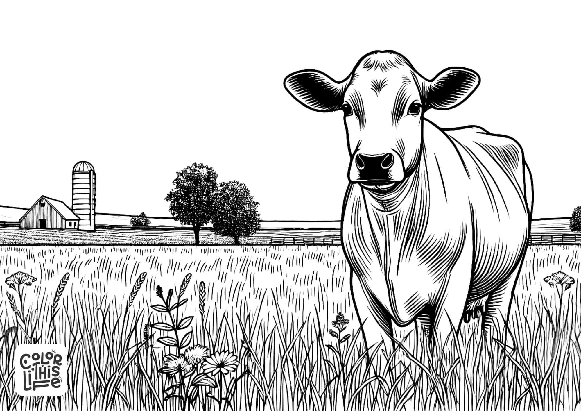 Cow coloring page free printable Color This Life