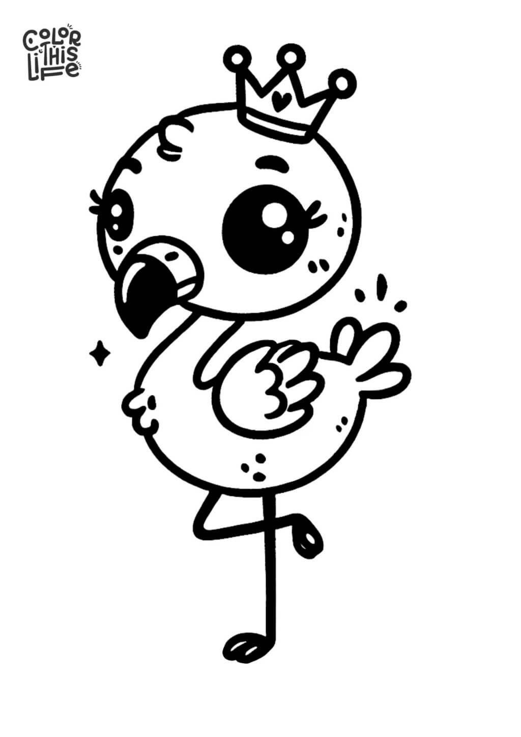Cute baby flamingo coloring page - Color This Life