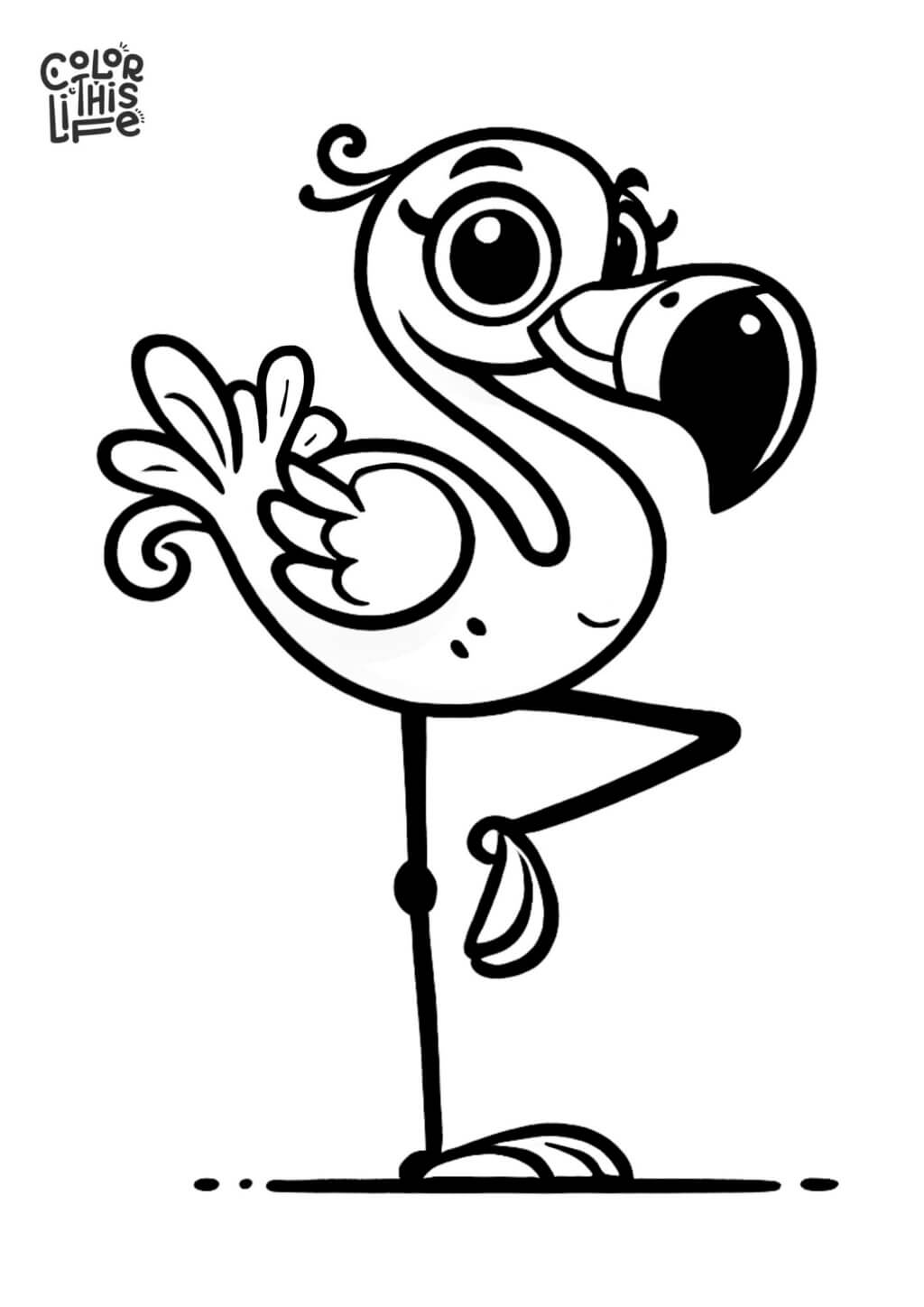 Cute flamingo coloring page Color This Life