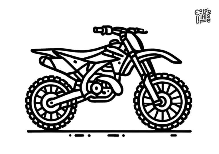 Easy dirt bike coloring page - Color This Life