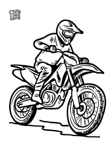 Speedy dirt bike printable coloring page