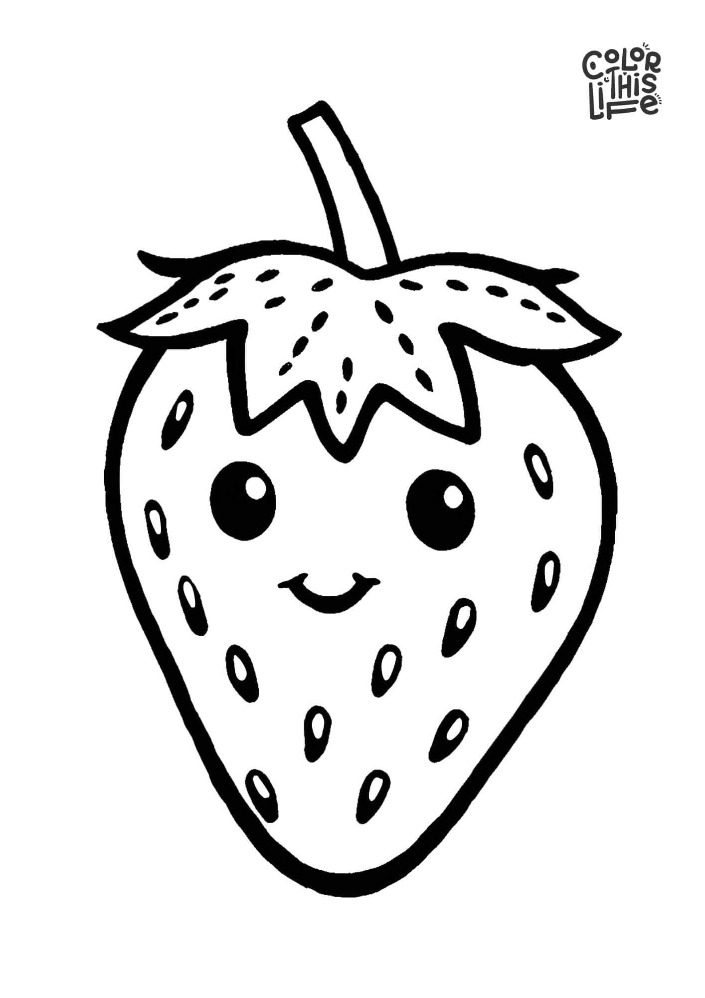 Simple Strawberry Coloring Page Printable Color This Life