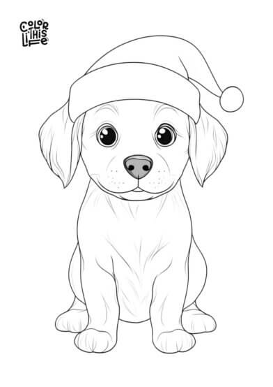 Christmas Puppy Coloring Pages (Free Printable)