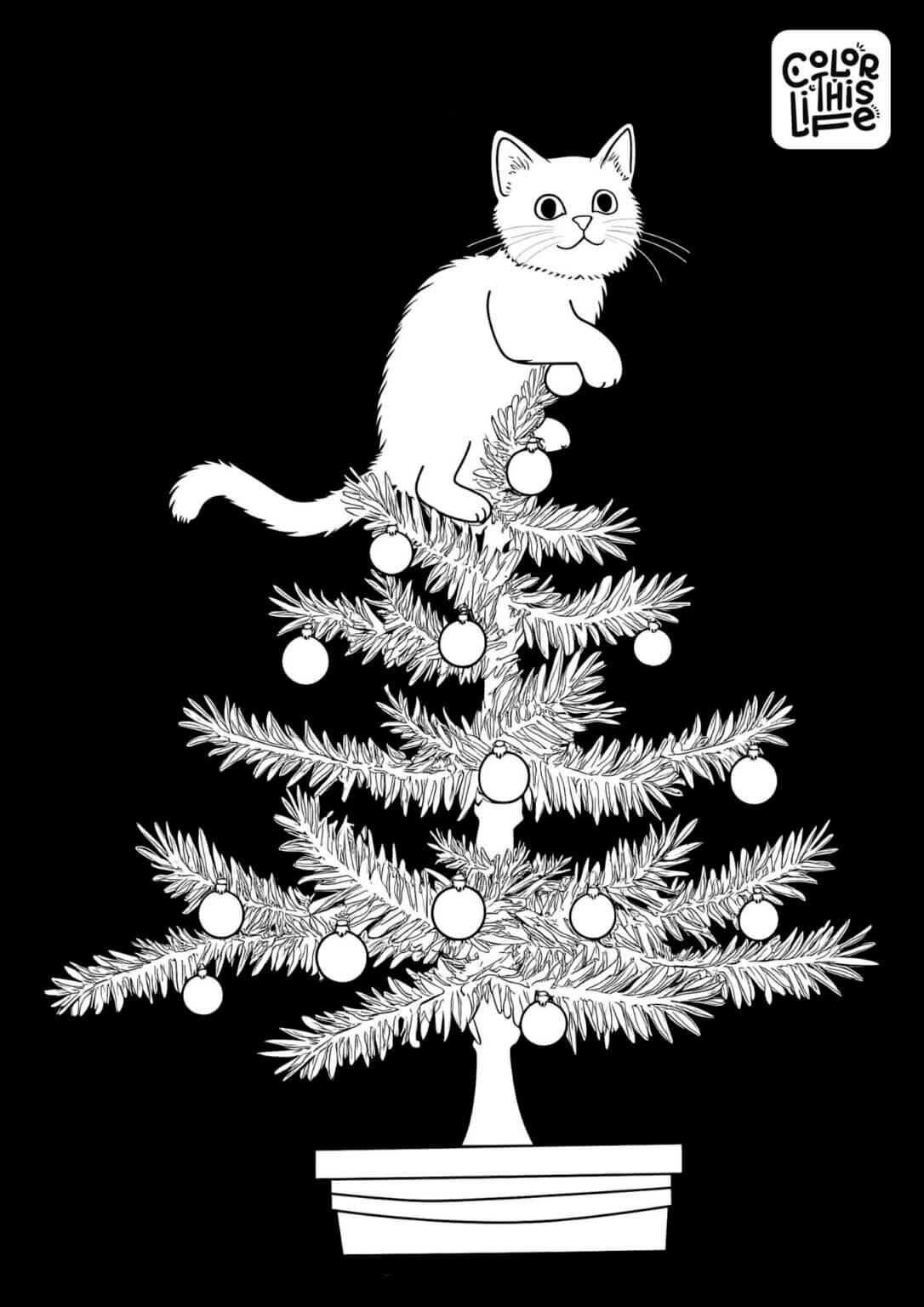 Happy rainbow cat coloring page for kids - Color This Life