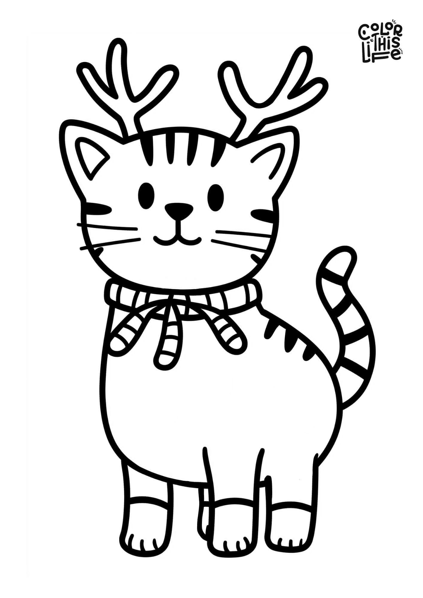Christmas Cat Coloring Pages Free Printable 