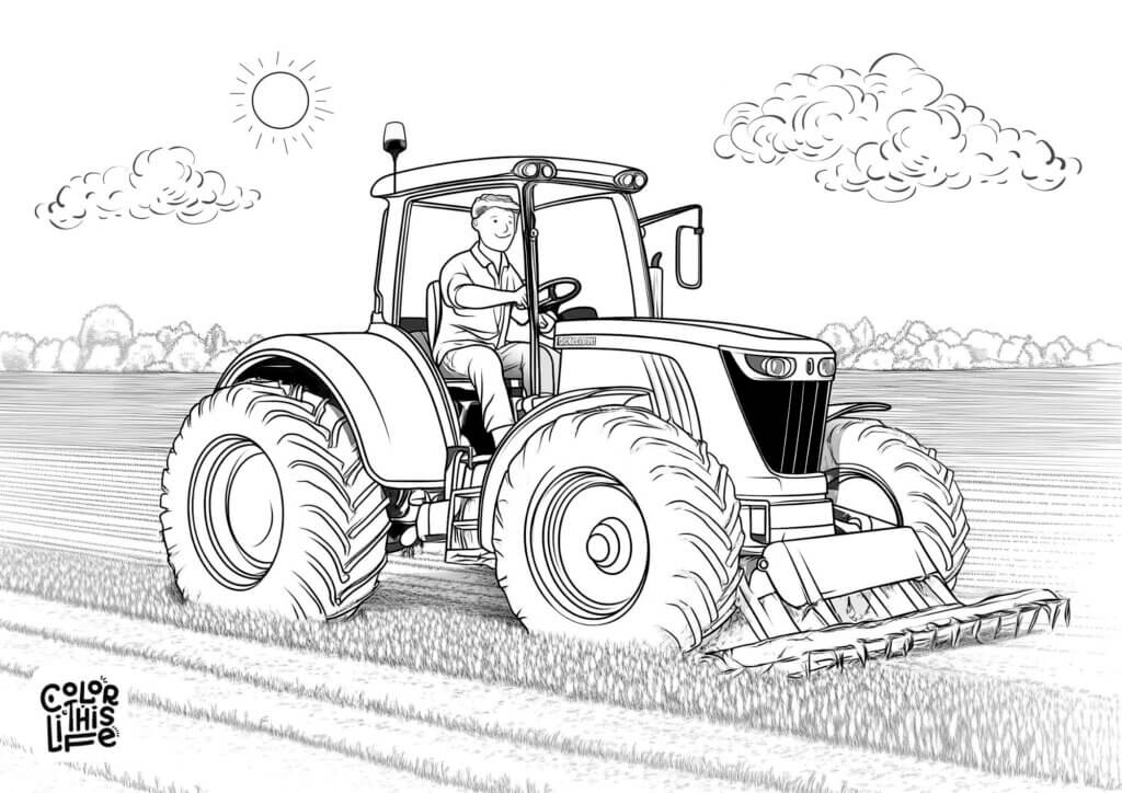 John Deere tractor coloring page printable - Color This Life