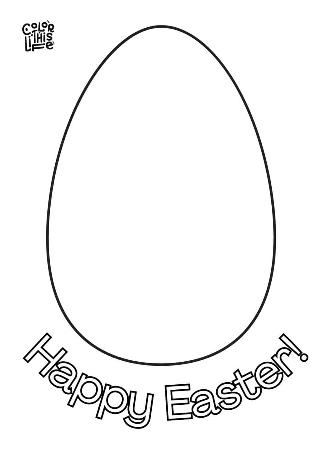 Blank Easter egg coloring page - Color This Life