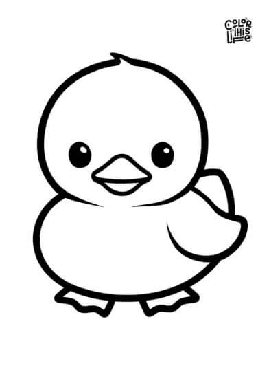 Simple baby duck coloring page for kids