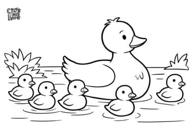 Easy free duck coloring page for kids printable