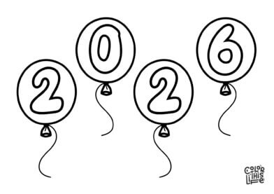 2026 Coloring page with balloons free printable
