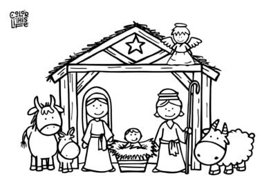 Fun nativity coloring sheet for kids