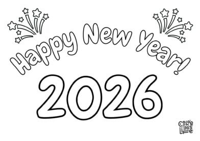 New Year's 2026 coloring page free printable