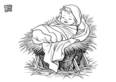 Peaceful baby Jesus coloring page free printable