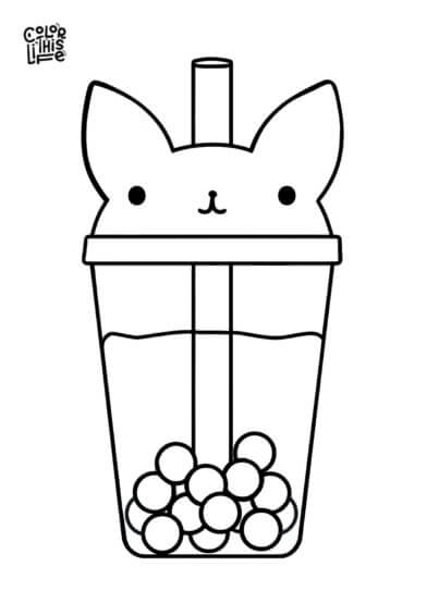 Easy boba coloring sheet for kids free printable