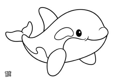 Easy orca coloring page for kids free printable