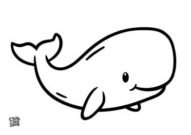 Easy sperm whale coloring page for kids