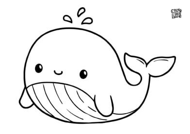Simple cute whale coloring page for kids