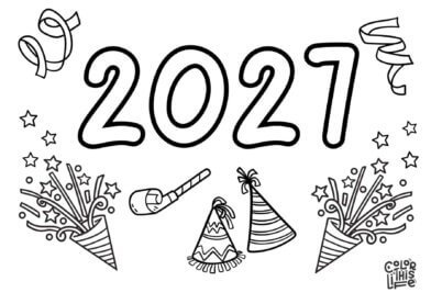 2027 New Year's Eve party coloring page