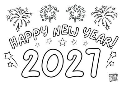 Happy New Year coloring page 2027 Happy New Year coloring page 2027