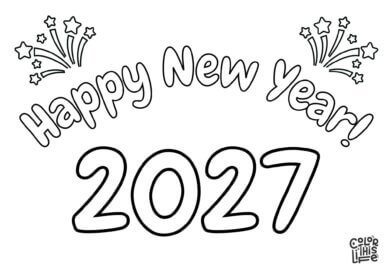 New Year's 2027 coloring page free printable